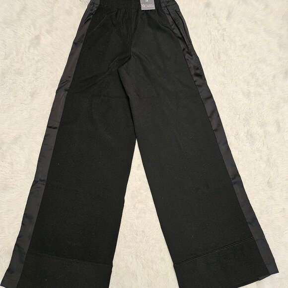 Worthington X Jason Bolden Women's Black Wide Legs Satin Trim Pants Size XS - Picture 9 of 10